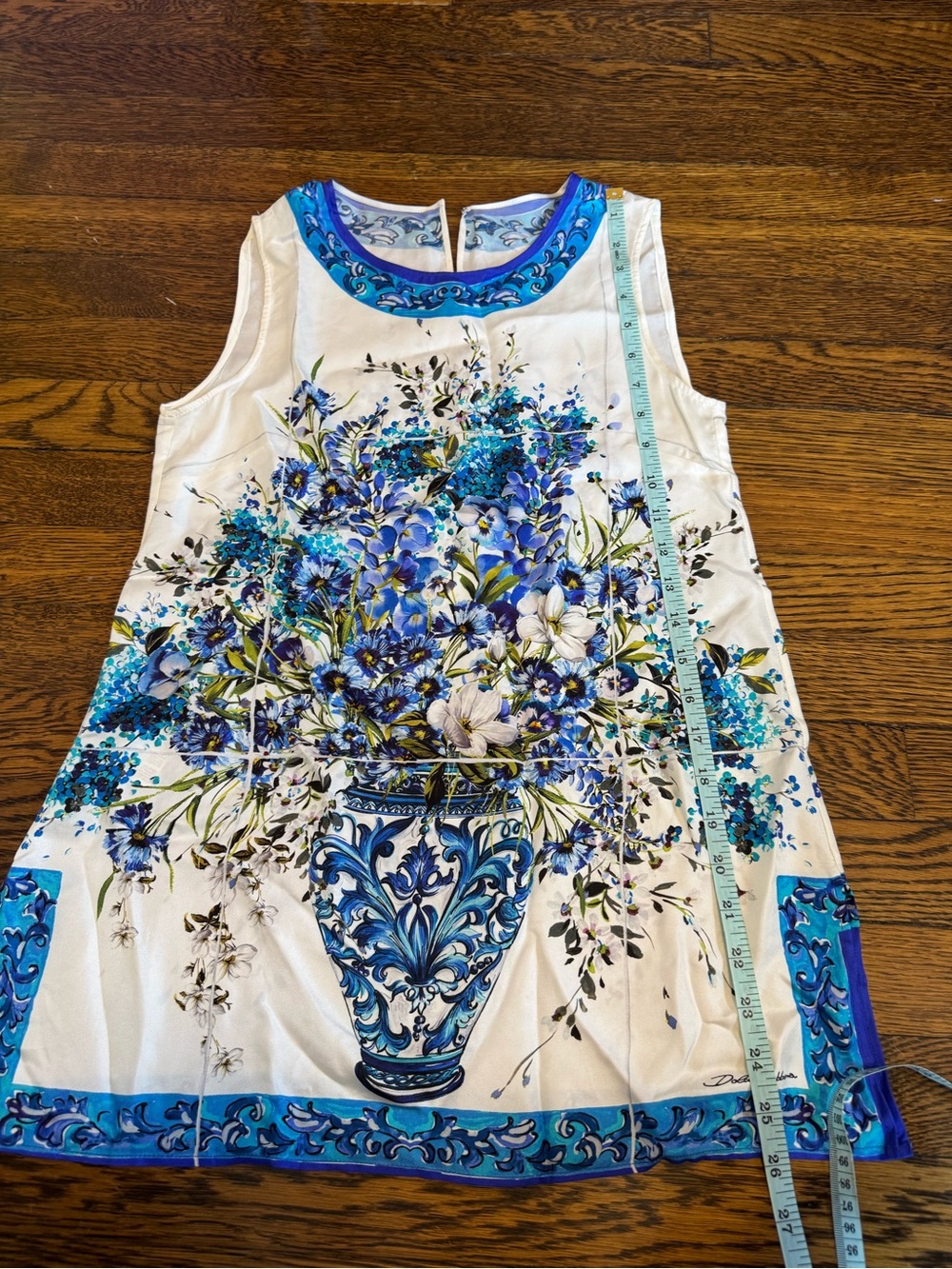 Dolce&Gabbana blue silk majolica Sleeveless Floral Vase Print blouse top IT 38 - Picture 13 of 13